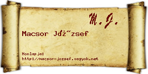 Macsor József névjegykártya